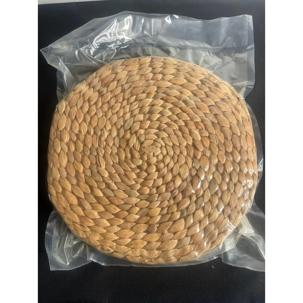 4pc Woven Water Hyacinth Placemats‎ Round Natural Braided Seagrass Mats 12in